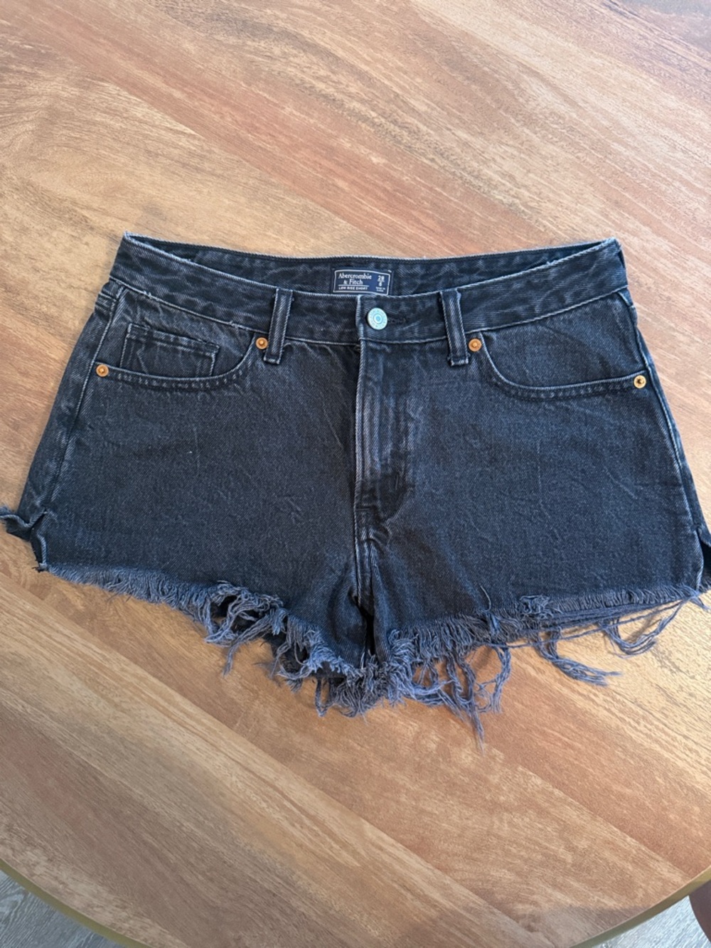Abercrombie & Fitch Black Frayed Denim Cutoff Shorts - Size 28/6